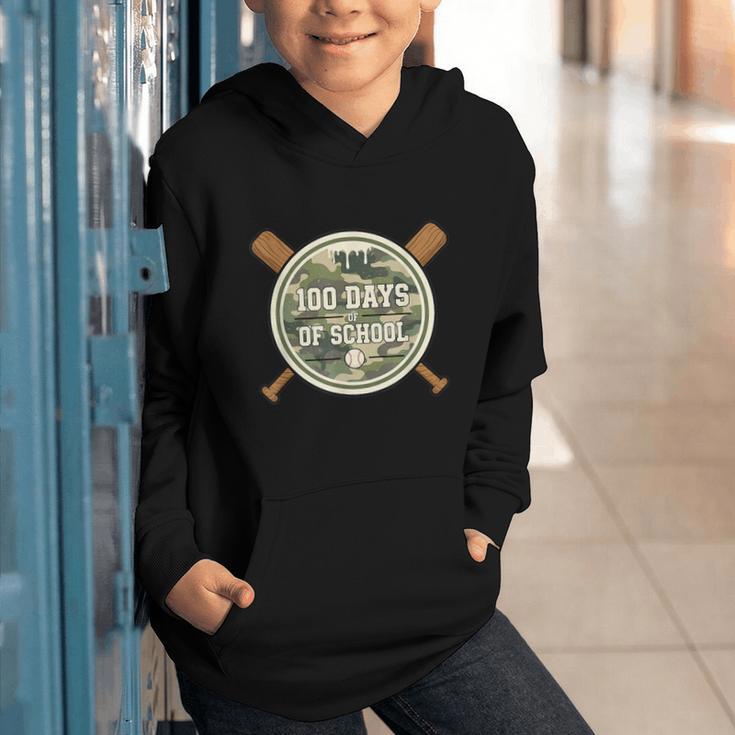 Baseball 100th Day Of School Camouflage Graphic Youth Hoodie