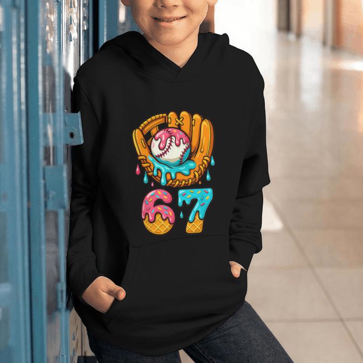 Baseball 67 Ice Cream Drip 67 Six Seven Meme 67th Birthday Graphic Youth Hoodie