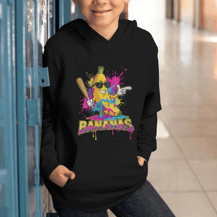 Baseball Banana Splatter Sports Kids Teens Graphic Youth Hoodie