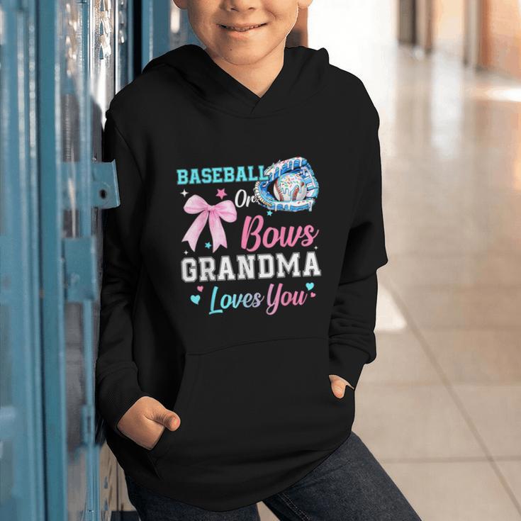 Baseball Or Bows Your Grandma Loves You Gender Reveal Graphic Youth Hoodie