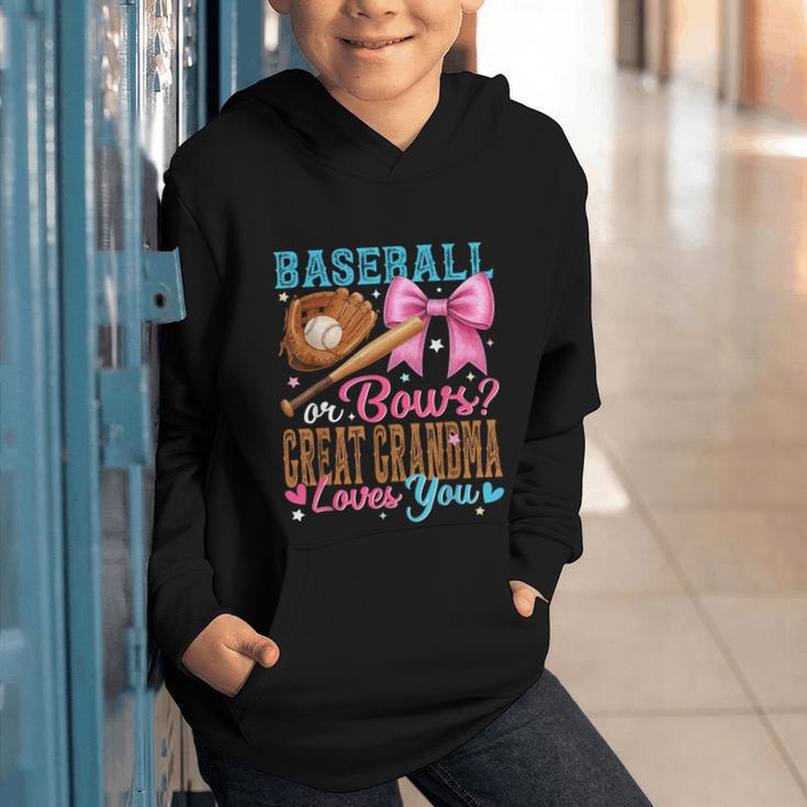 Baseball Or Bows Great Grandma Loves You Gender Reveal Graphic Youth Hoodie
