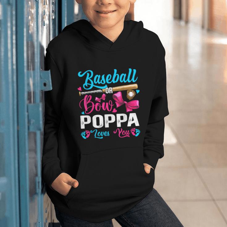 Baseball Or Bows Poppa Loves You Gender Reveal Graphic Youth Hoodie