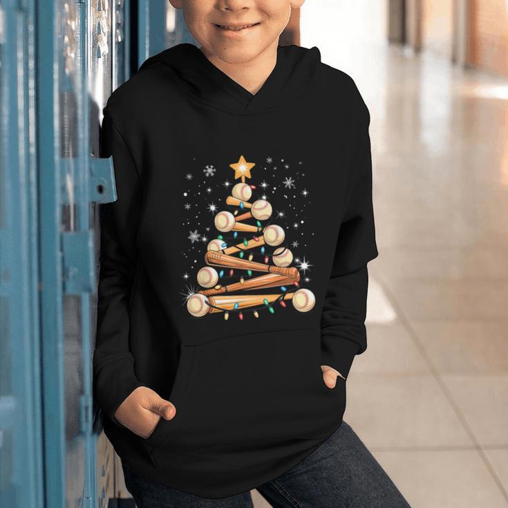 Baseball Christmas Tree Light Xmas Baseball Graphic Youth Hoodie