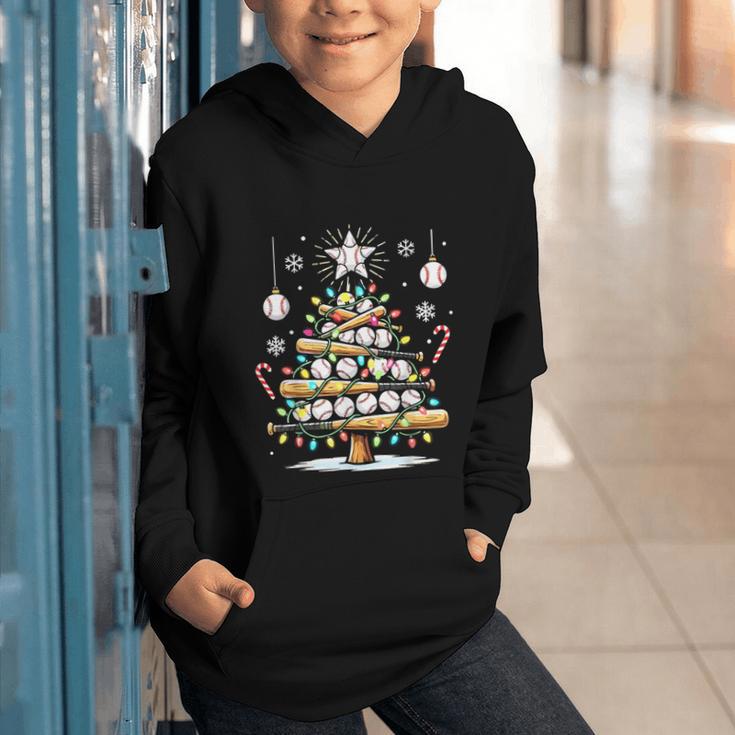 Baseball Christmas Tree Lights Graphic Youth Hoodie Baseball Christmas Tree Lights Graphic Youth Hoodie