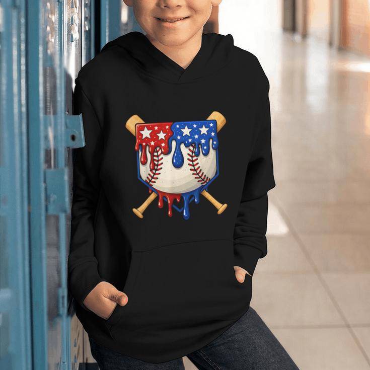 Baseball Drip American Flag Home Plate 4th Of July Patriotic Graphic Youth Hoodie Baseball Drip American Flag Home Plate 4th Of July Patriotic Graphic Youth Hoodie