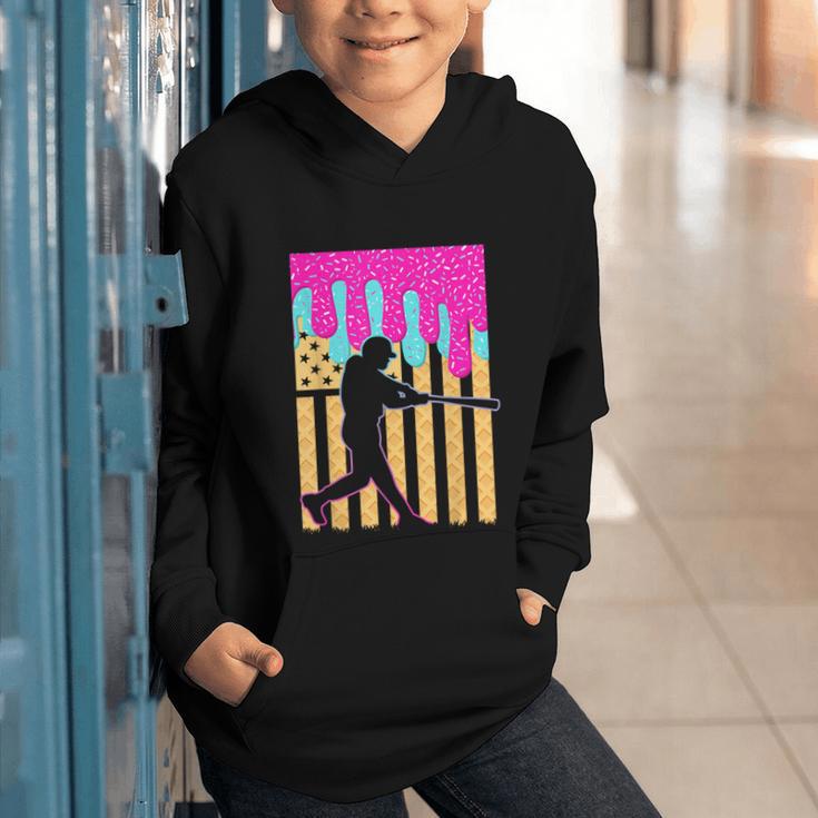 Baseball Drip Bat Boys Ice Cream American Flag 4th Of July Graphic Youth Hoodie Baseball Drip Bat Boys Ice Cream American Flag 4th Of July Graphic Youth Hoodie