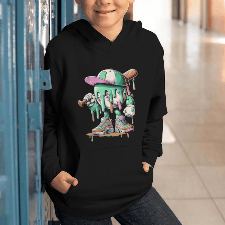 Baseball Drip For Boys Ice Cream Drip Baseball Graphic Youth Hoodie
