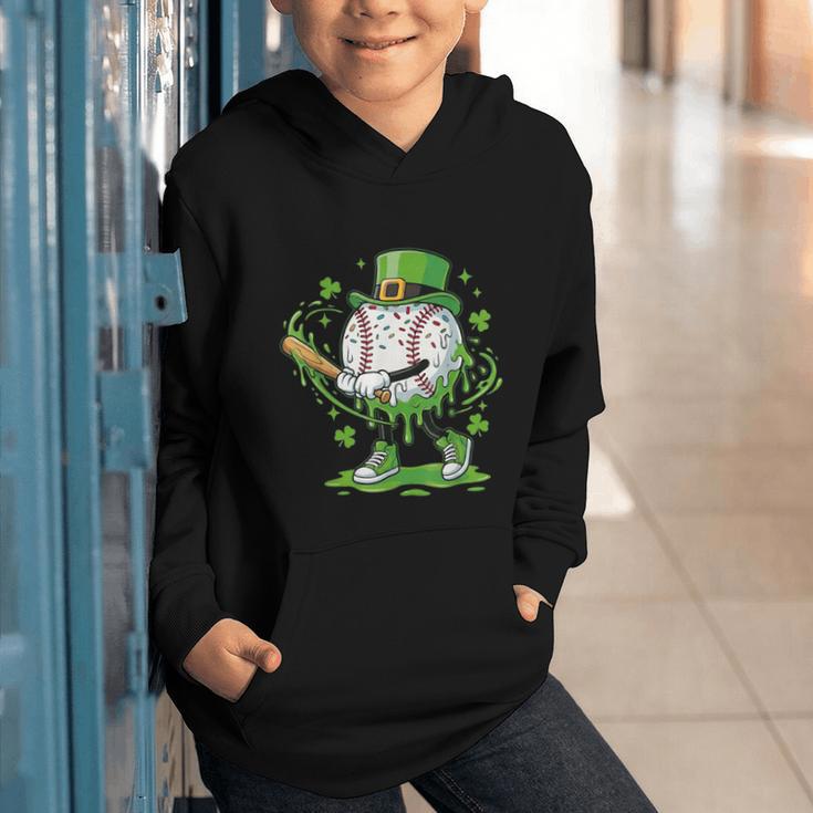 Baseball Drip For Boys Ice Cream Drip Youth St Patricks Day Graphic Youth Hoodie