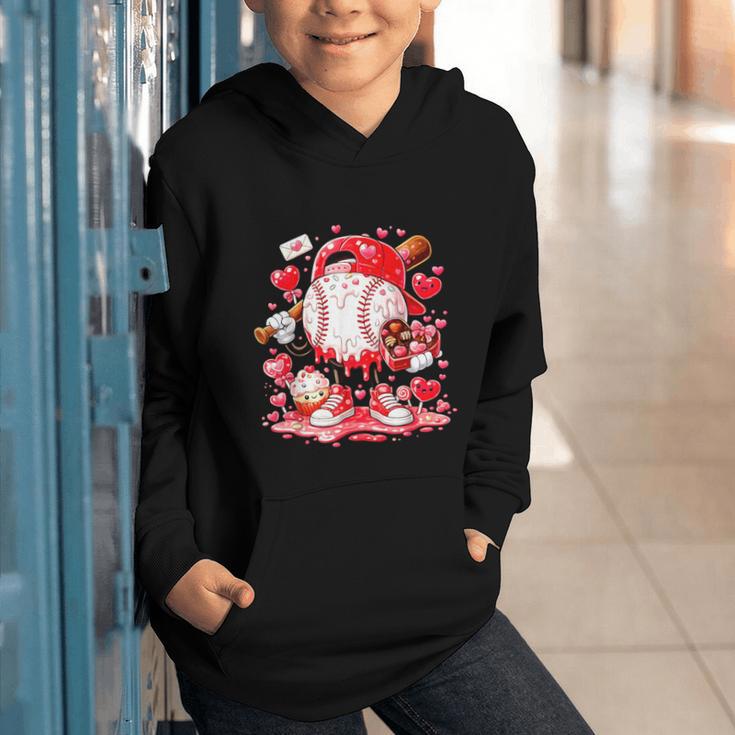 Baseball Drip Ice Cream Boys Kids Youth Valentines Graphic Youth Hoodie