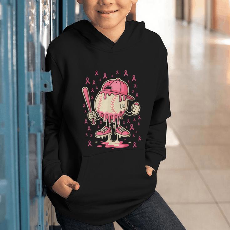 Baseball Drip Ice Cream Breast Cancer Awareness Boys & Girls Graphic Youth Hoodie