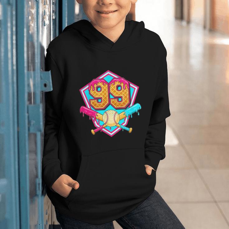 Baseball Drip Jersey Number 99 For Players & 99th Birthday Graphic Youth Hoodie Baseball Drip Jersey Number 99 For Players & 99th Birthday Graphic Youth Hoodie