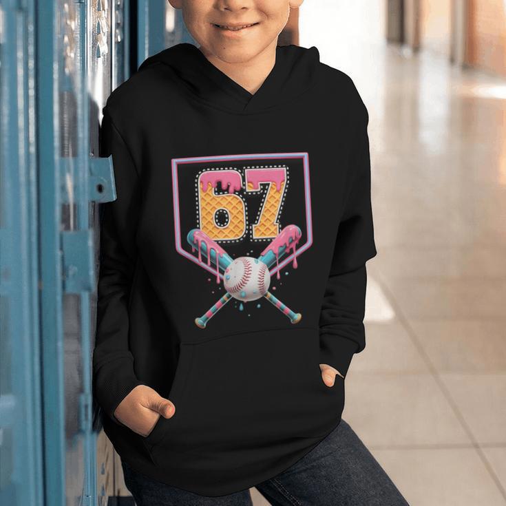 Baseball Drip Number 67 Fun Six Seven 6 7 Meme Graphic Youth Hoodie