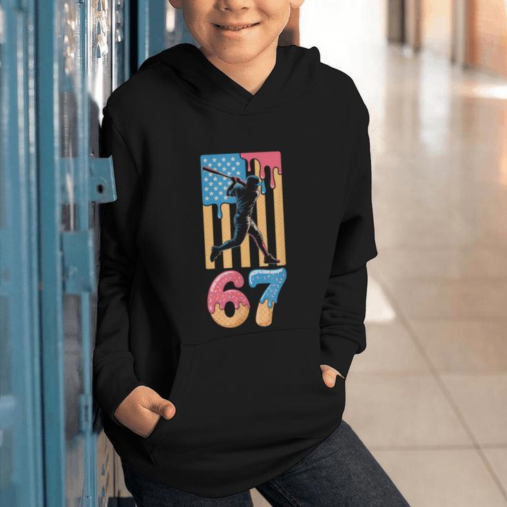 Baseball Drip USA Flag 67 Player 67th Birthday Ice Cream 67 Graphic Youth Hoodie Baseball Drip USA Flag 67 Player 67th Birthday Ice Cream 67 Graphic Youth Hoodie