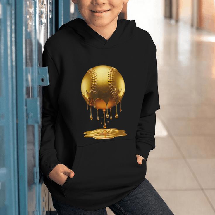 Baseball Dripping Drip Gold Sport Player Coach Baller Graphic Youth Hoodie