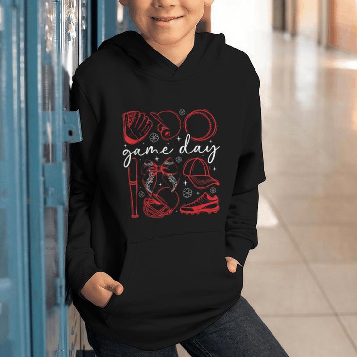 Baseball Game Day Coquette Game Day Baseball Graphic Youth Hoodie