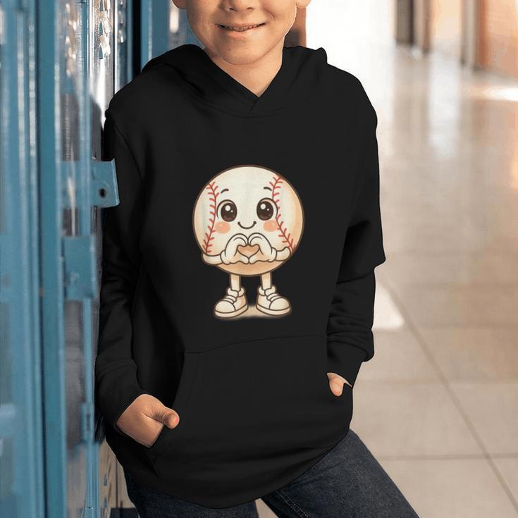 Baseball With Heart Hands Love Cute Baseball Graphic Youth Hoodie Baseball With Heart Hands Love Cute Baseball Graphic Youth Hoodie