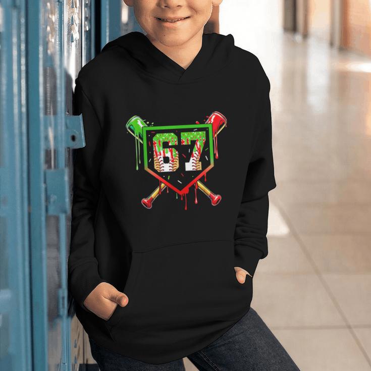 Baseball Ice Cream Drip Number 67 Player 6 7 Christmas Pjs Graphic Youth Hoodie Baseball Ice Cream Drip Number 67 Player 6 7 Christmas Pjs Graphic Youth Hoodie