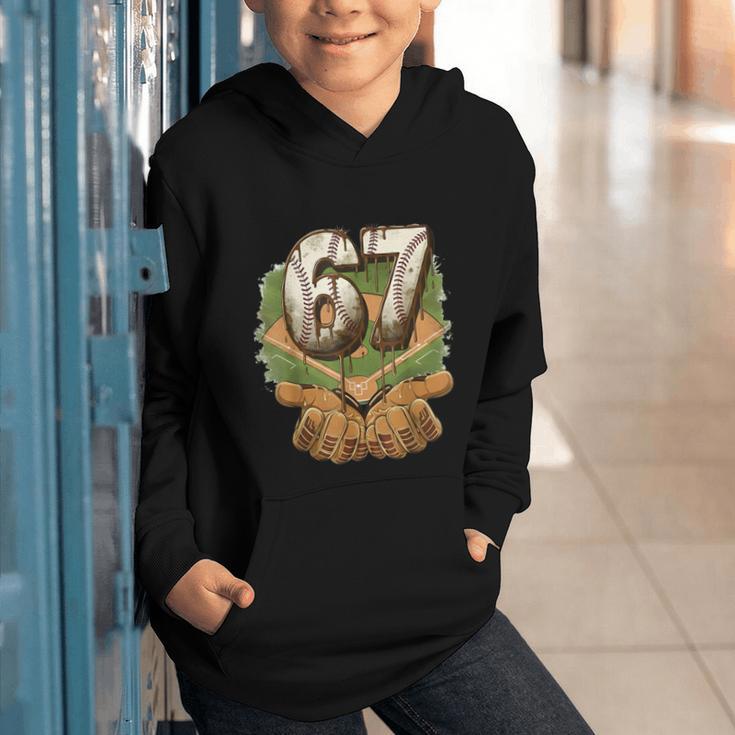 Baseball Ice Cream Drip Number 67 Playground Player 67th Graphic Youth Hoodie Baseball Ice Cream Drip Number 67 Playground Player 67th Graphic Youth Hoodie