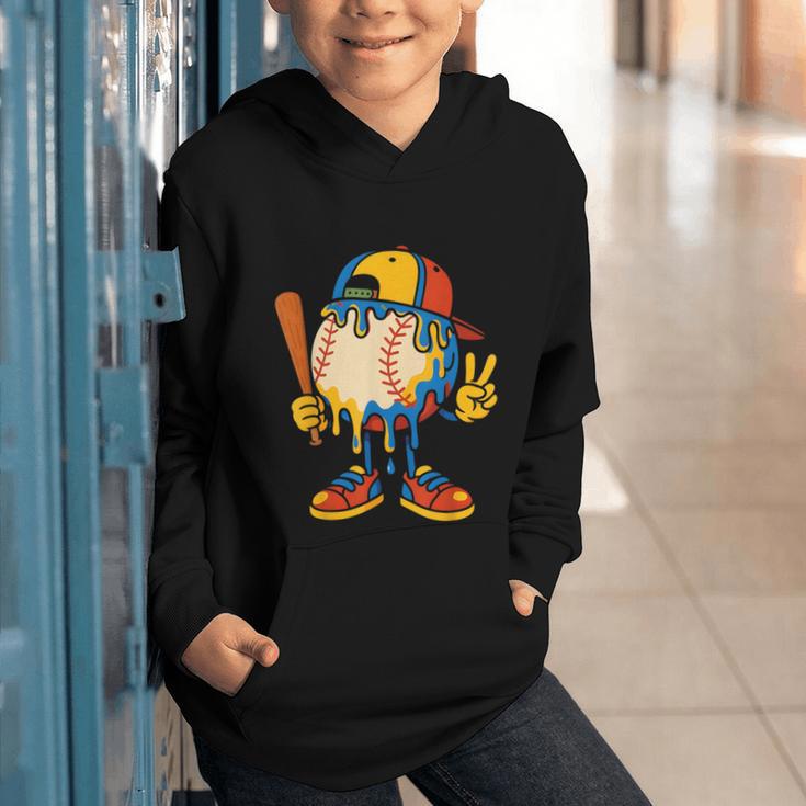Baseball Ice Cream Drip Youth Back To School Baseball Stuff Graphic Youth Hoodie