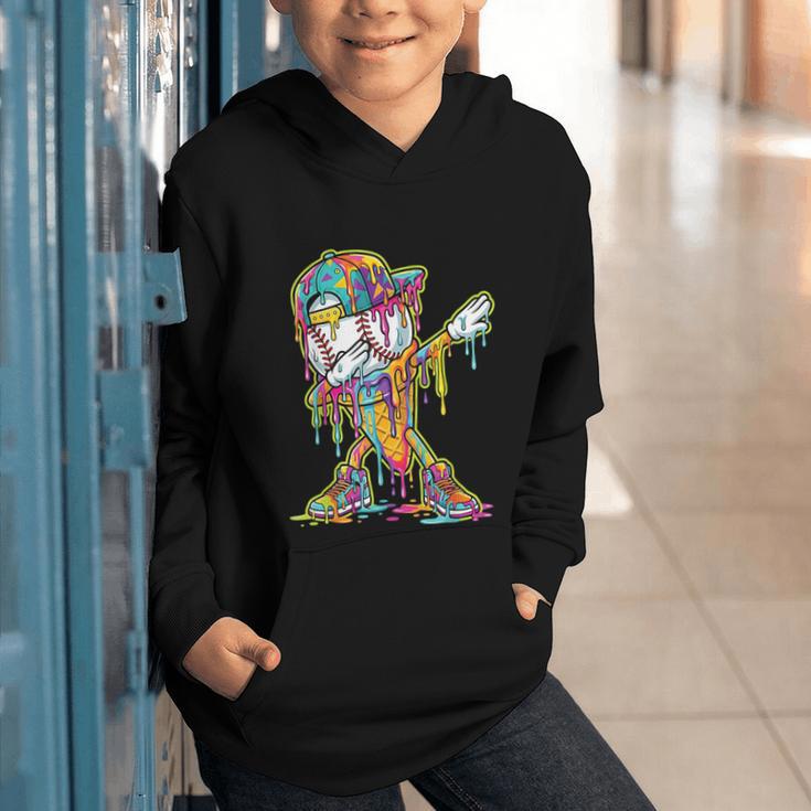 Baseball Ice Cream Dripping Dabbing Baseball Drip Graphic Youth Hoodie