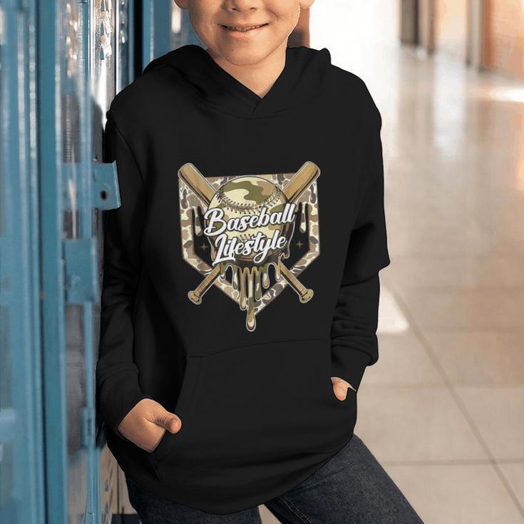 Baseball Life Lifestyle Home Plate Camo Ice Cream Drip Kids Graphic Youth Hoodie