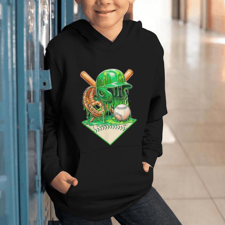 Baseball Life Style Ice Cream Drip Green Graphic Youth Hoodie