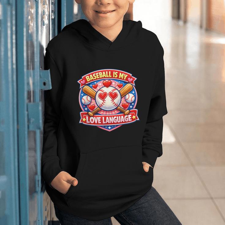 Baseball Is My Love Language Valentine Graphic Youth Hoodie