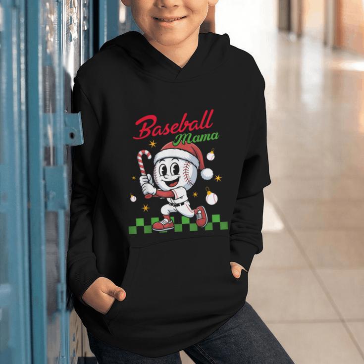 Baseball Mama Christmas Santa Hat Xmas Softball Mom Graphic Youth Hoodie