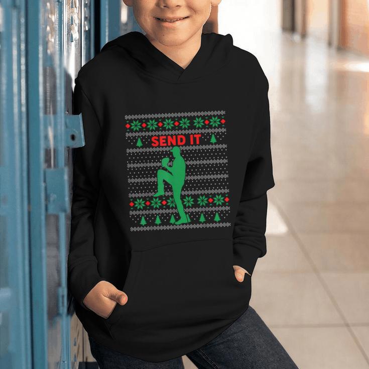 Baseball Player Christmas Pajama Send It Xmas PJs Boys Graphic Youth Hoodie
