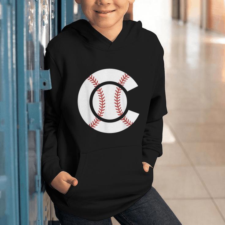 Baseball Sport Player Graphic Monogram Initial Letter C Graphic Youth Hoodie Baseball Sport Player Graphic Monogram Initial Letter C Graphic Youth Hoodie