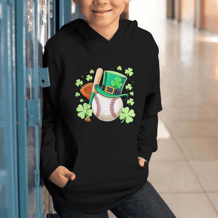 Baseball St Patricks Day Lucky Baseball Player Shamrock Graphic Youth Hoodie Baseball St Patricks Day Lucky Baseball Player Shamrock Graphic Youth Hoodie