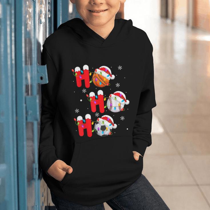 Basketball Baseball Soccer Christmas Ho Ho Ho Santa Xmas Graphic Youth Hoodie Basketball Baseball Soccer Christmas Ho Ho Ho Santa Xmas Graphic Youth Hoodie