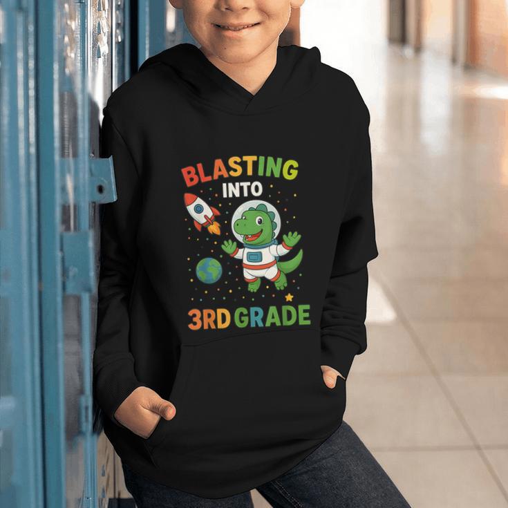 Blasting Into 3rd Grade Dinosaur Astronaut Back To School Graphic Youth Hoodie