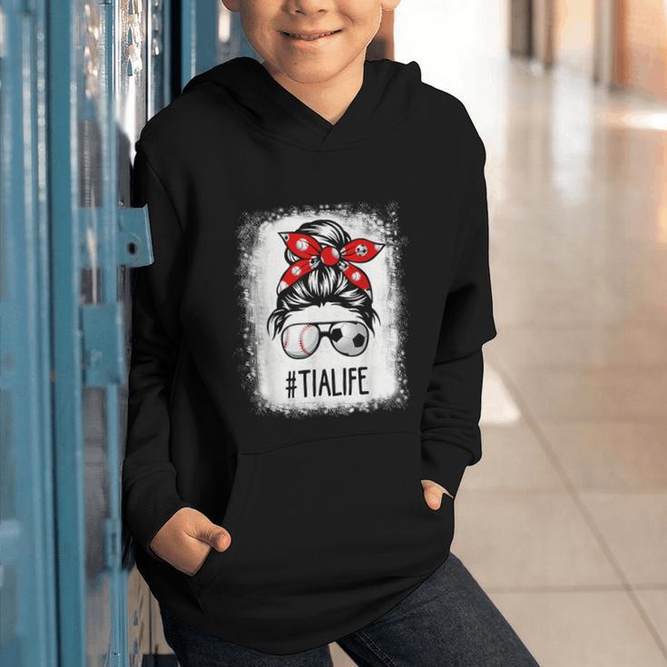 Bleached Tia Life Soccer Messy Bun Baseball Game Day Graphic Youth Hoodie Bleached Tia Life Soccer Messy Bun Baseball Game Day Graphic Youth Hoodie