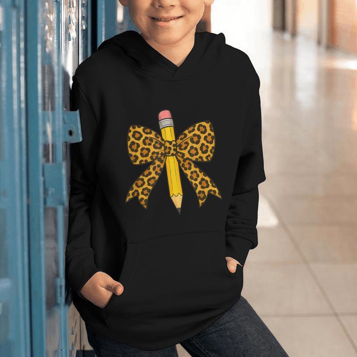 Bow Pencil Leopard First Day Of School Back To School Graphic Youth Hoodie Bow Pencil Leopard First Day Of School Back To School Graphic Youth Hoodie