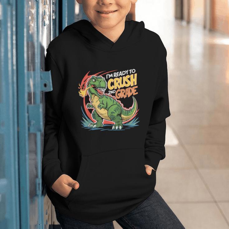 Boy Kid Ready To Crush 2nd Grade Dinosaur Back To School Graphic Youth Hoodie Boy Kid Ready To Crush 2nd Grade Dinosaur Back To School Graphic Youth Hoodie