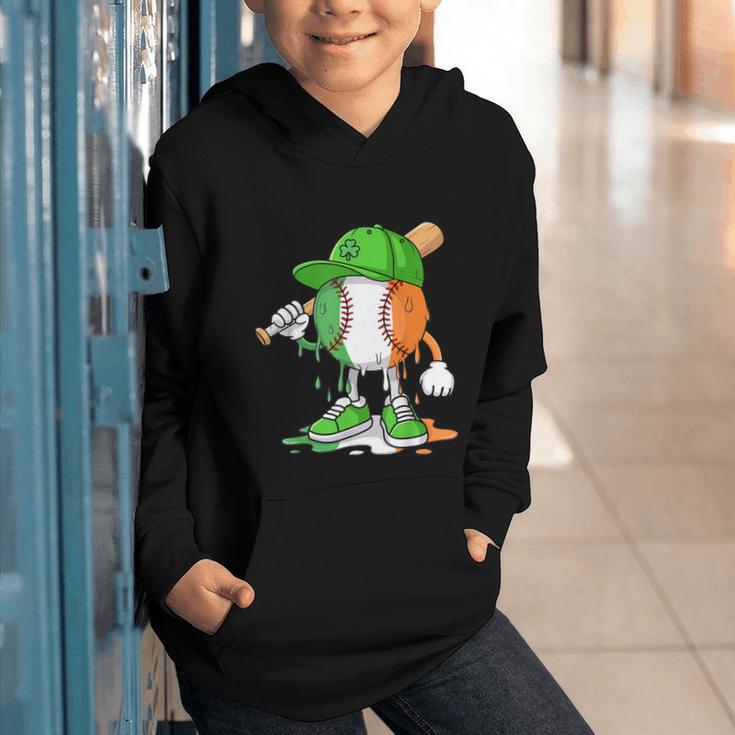 Boys St Patricks Day Kids Baseball Player Ice Cream Drip Graphic Youth Hoodie