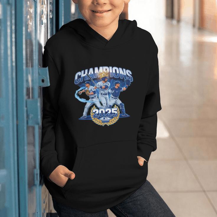 Champions 2025 Baseball Retro Athletic Celebration Theme Graphic Youth Hoodie