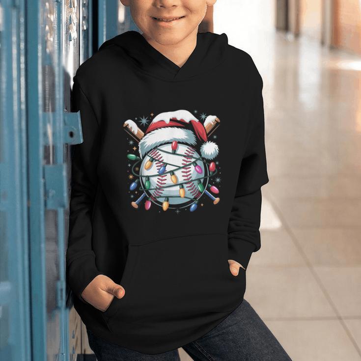 Christmas Baseball Boy Youth Kid Men Santa Hat Xmas Baseball Graphic Youth Hoodie