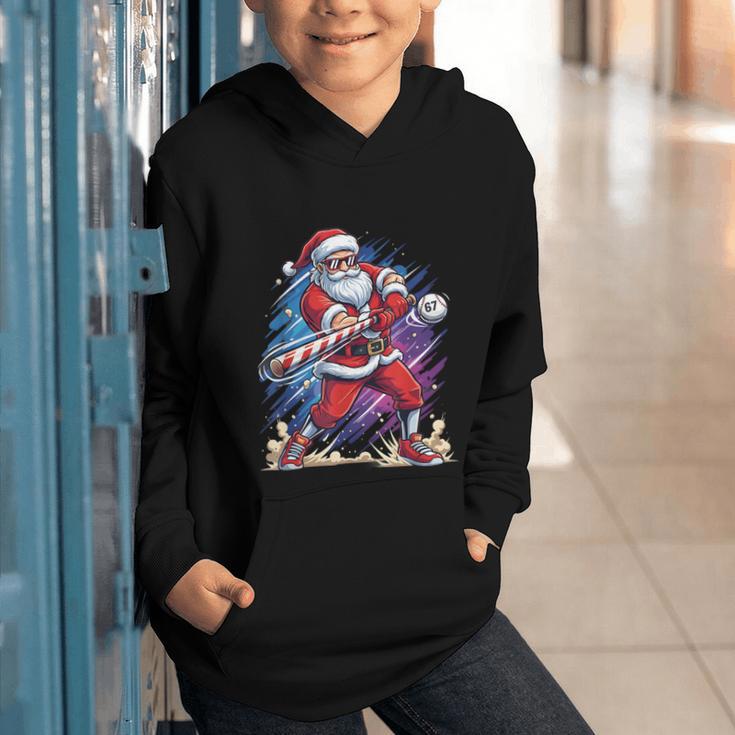 Christmas Baseball Santa Game Day Xmas Boys Kids Men Graphic Youth Hoodie