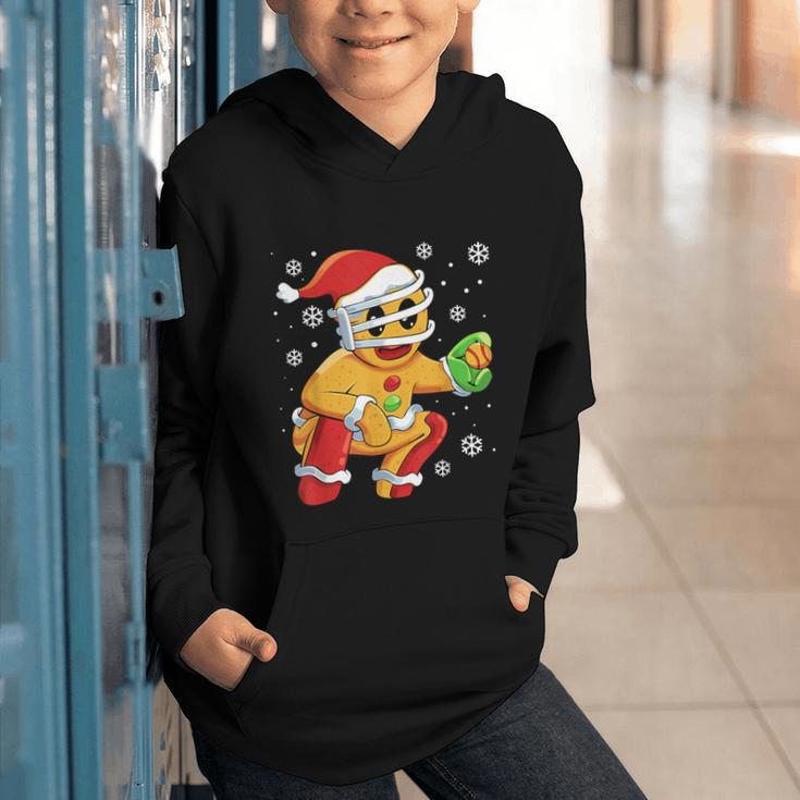 Christmas Gingerbread Man Baseball Player Catcher Graphic Youth Hoodie Christmas Gingerbread Man Baseball Player Catcher Graphic Youth Hoodie