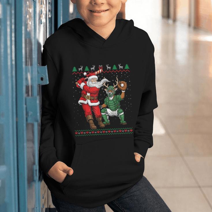 Christmas Santa Baseball Ugly Sweater Graphic Youth Hoodie