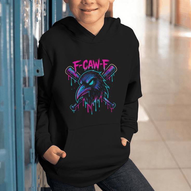 Cool Baseball F Caw F Crow Fcawf Raven Fawk Off Bird Graphic Youth Hoodie