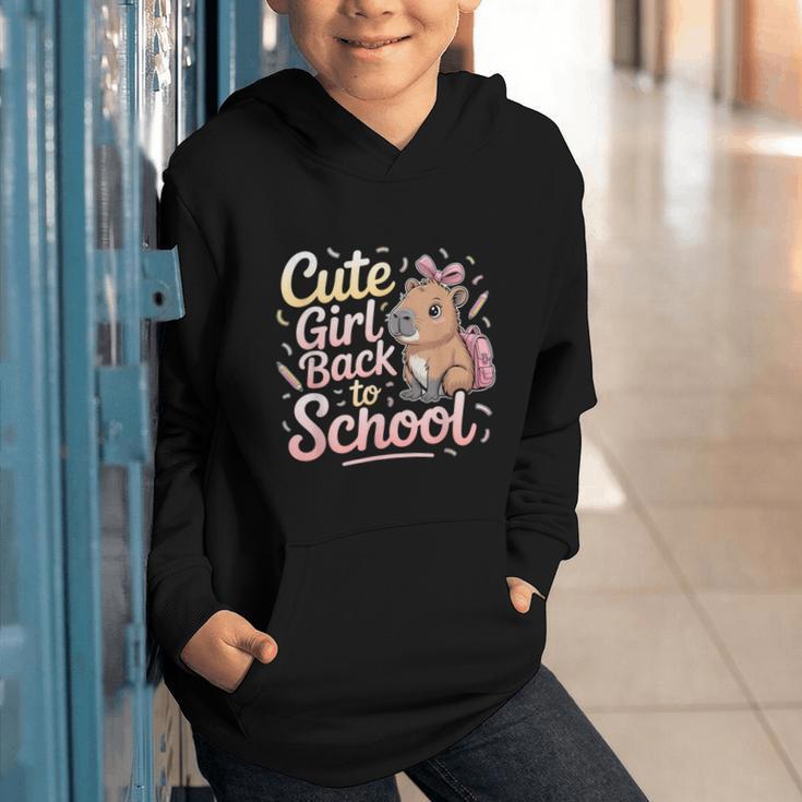 Cute Girl Back To School Capybara First Day Of School Kids Graphic Youth Hoodie Cute Girl Back To School Capybara First Day Of School Kids Graphic Youth Hoodie