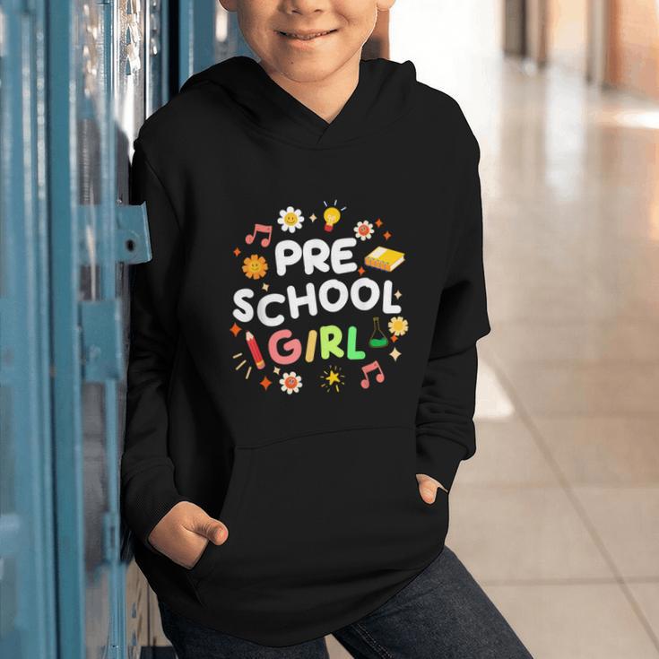 Cute Preschool Girl First Day Of School Back To School Graphic Youth Hoodie Cute Preschool Girl First Day Of School Back To School Graphic Youth Hoodie