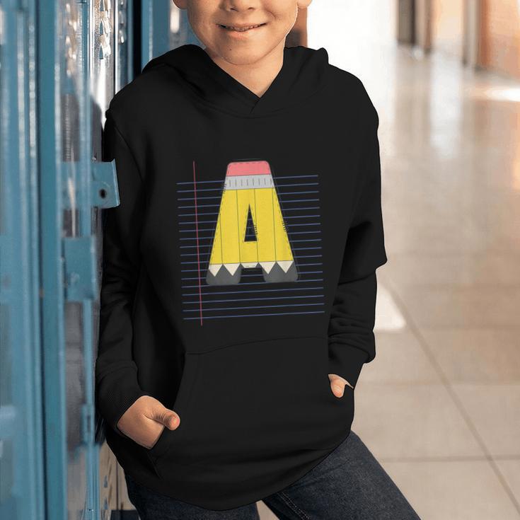 Cute Yellow School Pencil Alphabet Letter A Back To School Graphic Youth Hoodie Cute Yellow School Pencil Alphabet Letter A Back To School Graphic Youth Hoodie