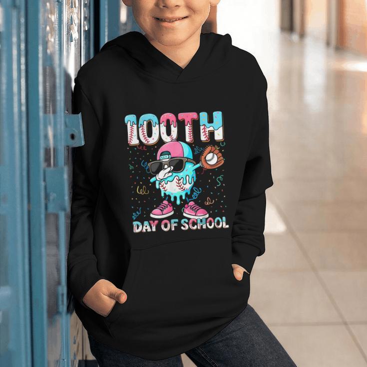 Dabbing Drippy 100th Days Of School Baseball Ice Cream Drip Graphic Youth Hoodie Dabbing Drippy 100th Days Of School Baseball Ice Cream Drip Graphic Youth Hoodie