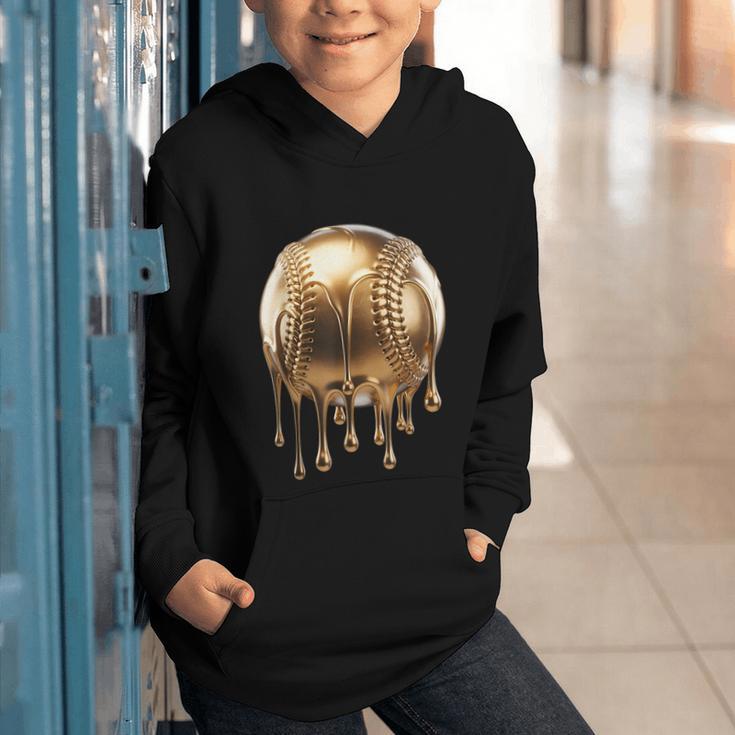 Dripping Gold Drip Baseball Game Day Player Coach Baller Graphic Youth Hoodie