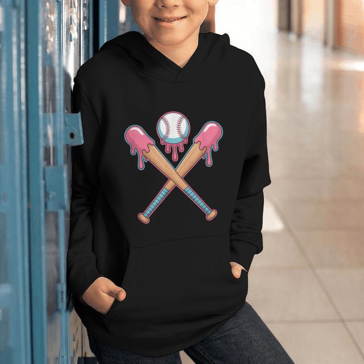 Dripping Pink Baseball Crossed Bats Summer Graphic Youth Hoodie Dripping Pink Baseball Crossed Bats Summer Graphic Youth Hoodie