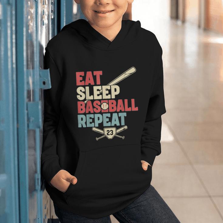 Eat Sleep Baseball Repeat Bat Ball Player Fan Graphic Youth Hoodie